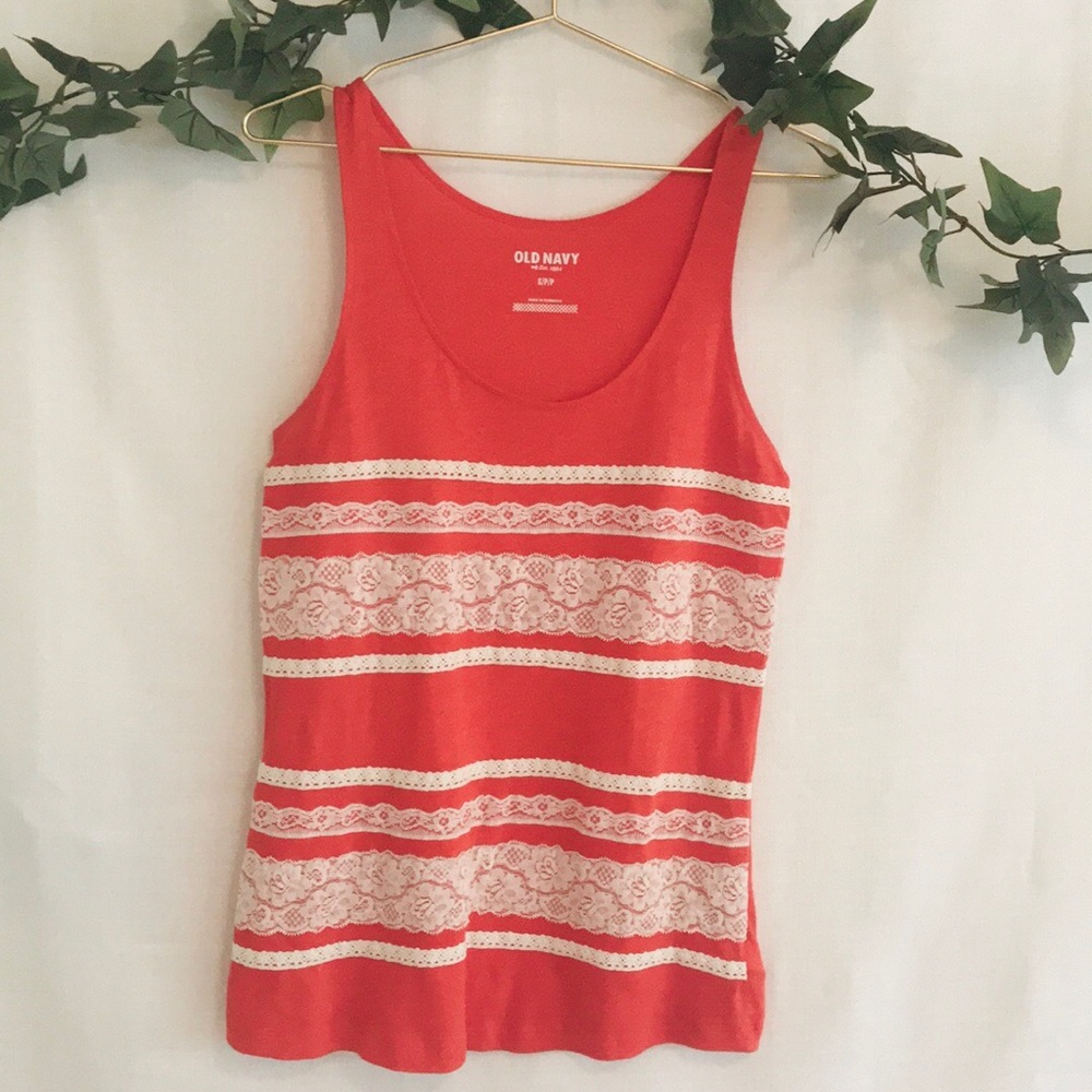 Old navy red and white lace tank